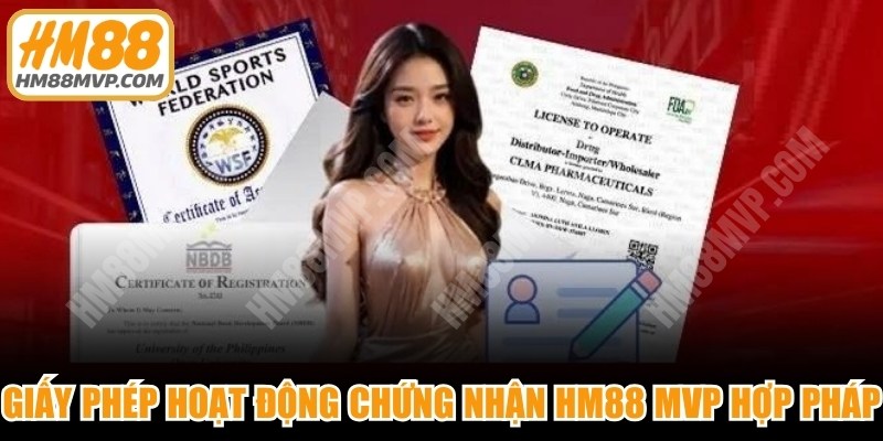 Giấy phép hoạt động chứng nhận HM88 MVP kinh doanh cá cược hợp pháp
