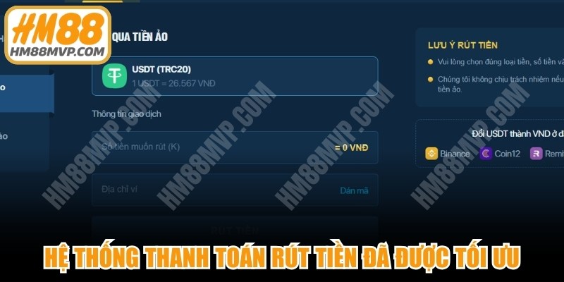 Hệ thống thanh toán rút tiền đặc biệt đã được tối ưu